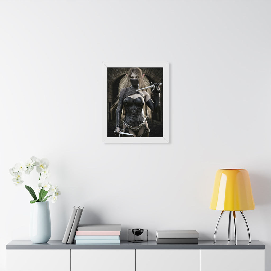 Dark Elf Assassin Framed Wall Art | Fantasy Rogue Art Print