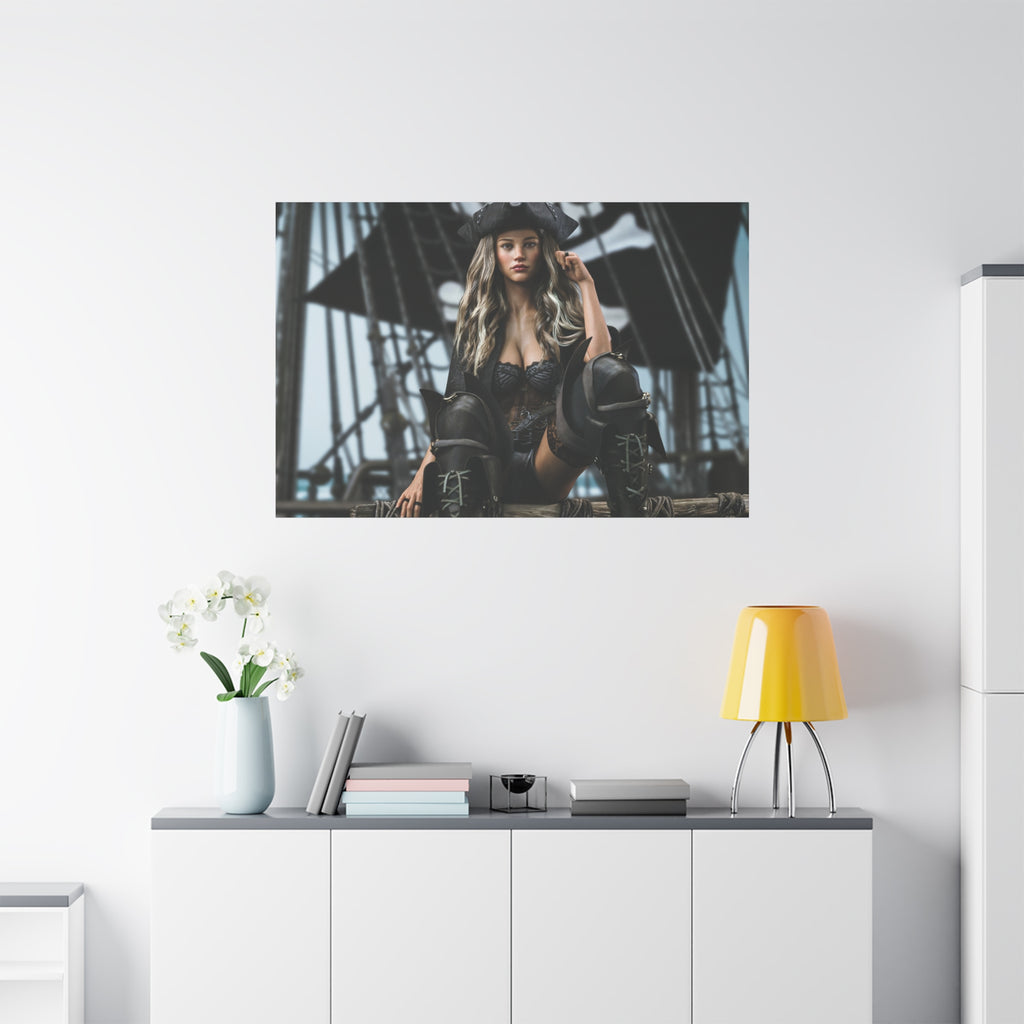Pirate Queen Canva Wall Art – Hand-Crafted Fantasy Pirate Illustration