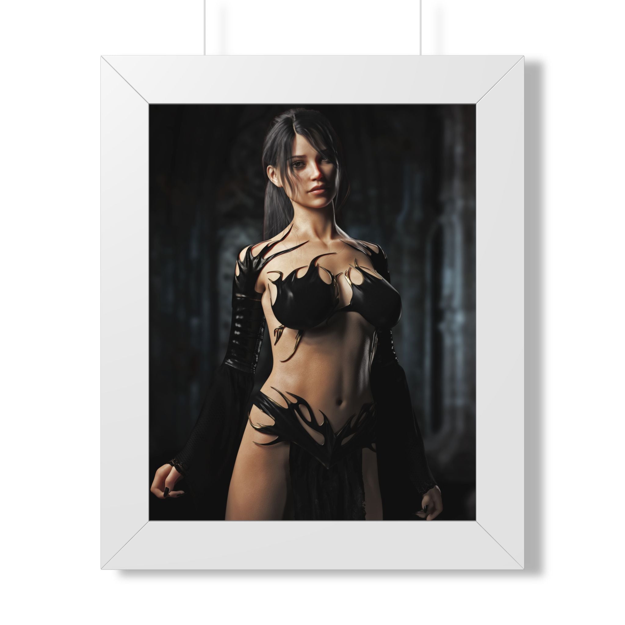 Framed Poster — Dark Fantasy Sorceress Woman Art Print- No AI- Human created illustration art