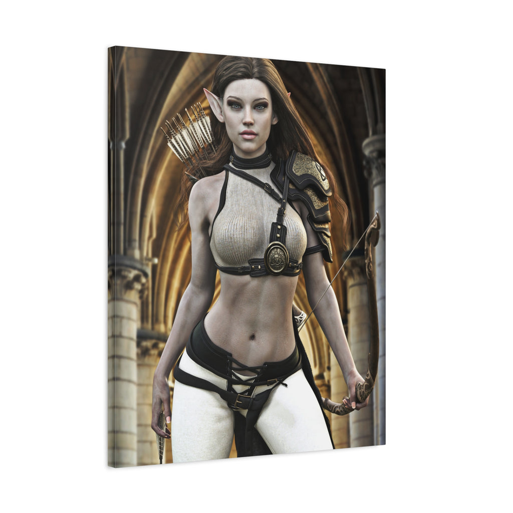 Fantasy Elven Archer Canvas Print – Warrior Elf Wall Art- No AI- Human created illustraion art