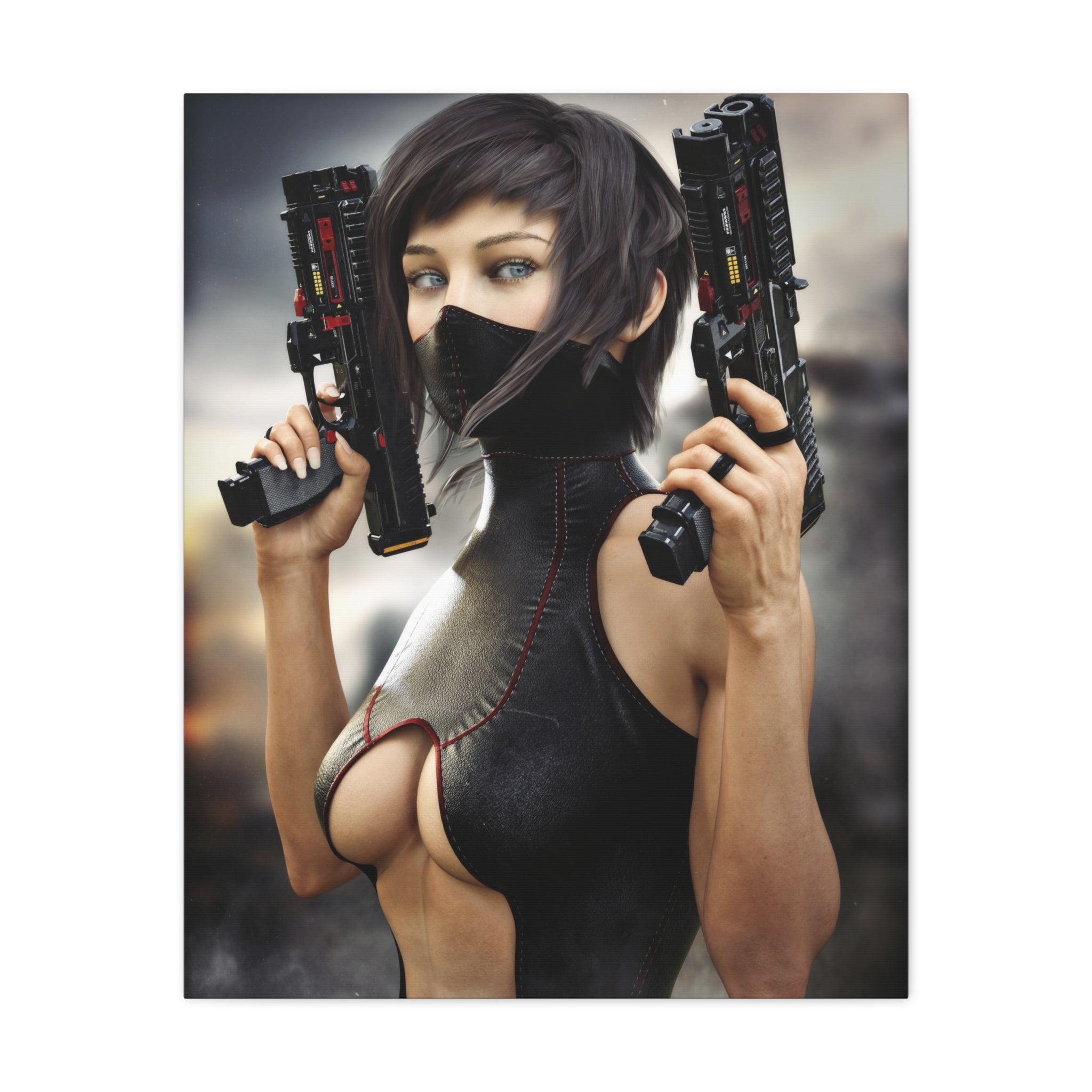 Futuristic Assassin Matte Canvas Wall Art - No Ai- Human created illustration art