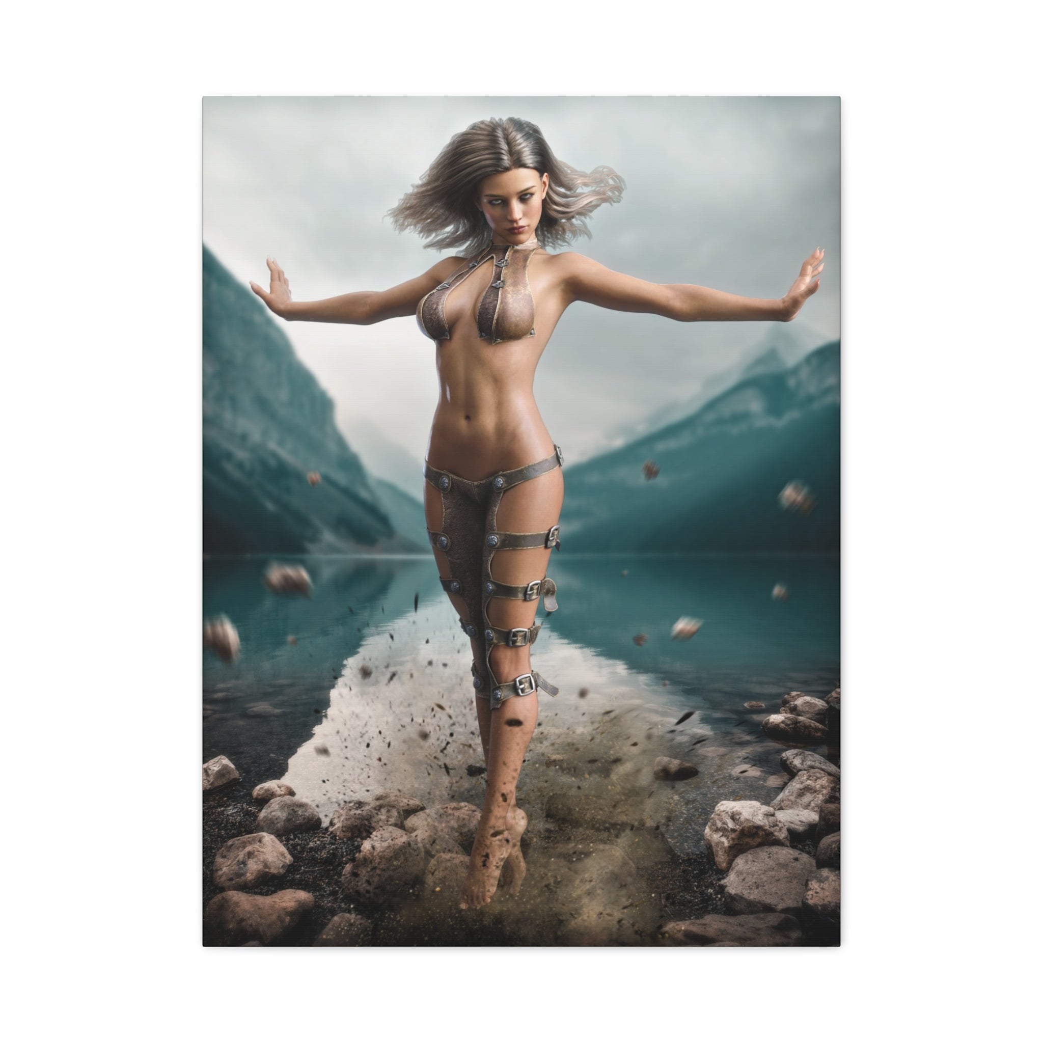 Fantasy Goddess Canvas Print — Mystical Sorceress Matte Stretched Wall Art -No AI- Human created illustration art