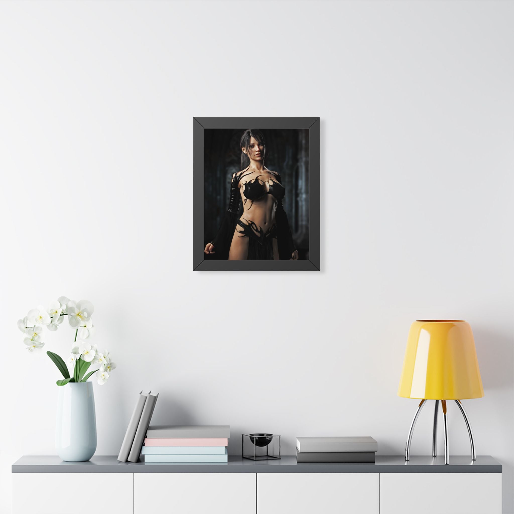 Framed Poster — Dark Fantasy Sorceress Woman Art Print- No AI- Human created illustration art