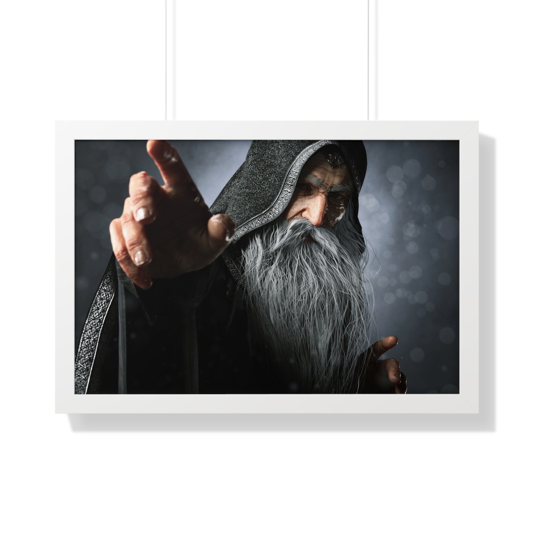 Framed Poster — Mystical Hooded Wizard Art Print - No AI - Human created illustration art