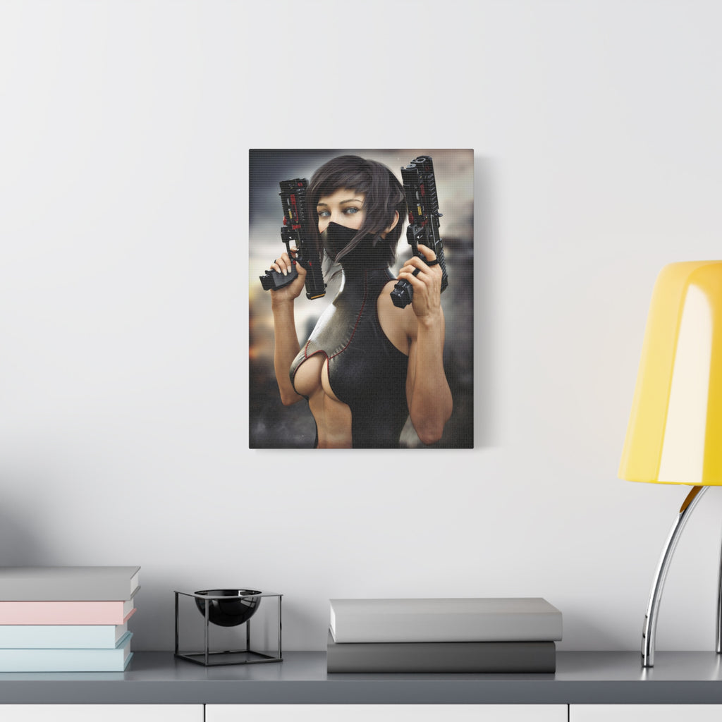 Futuristic Assassin Matte Canvas Wall Art - No Ai- Human created illustration art