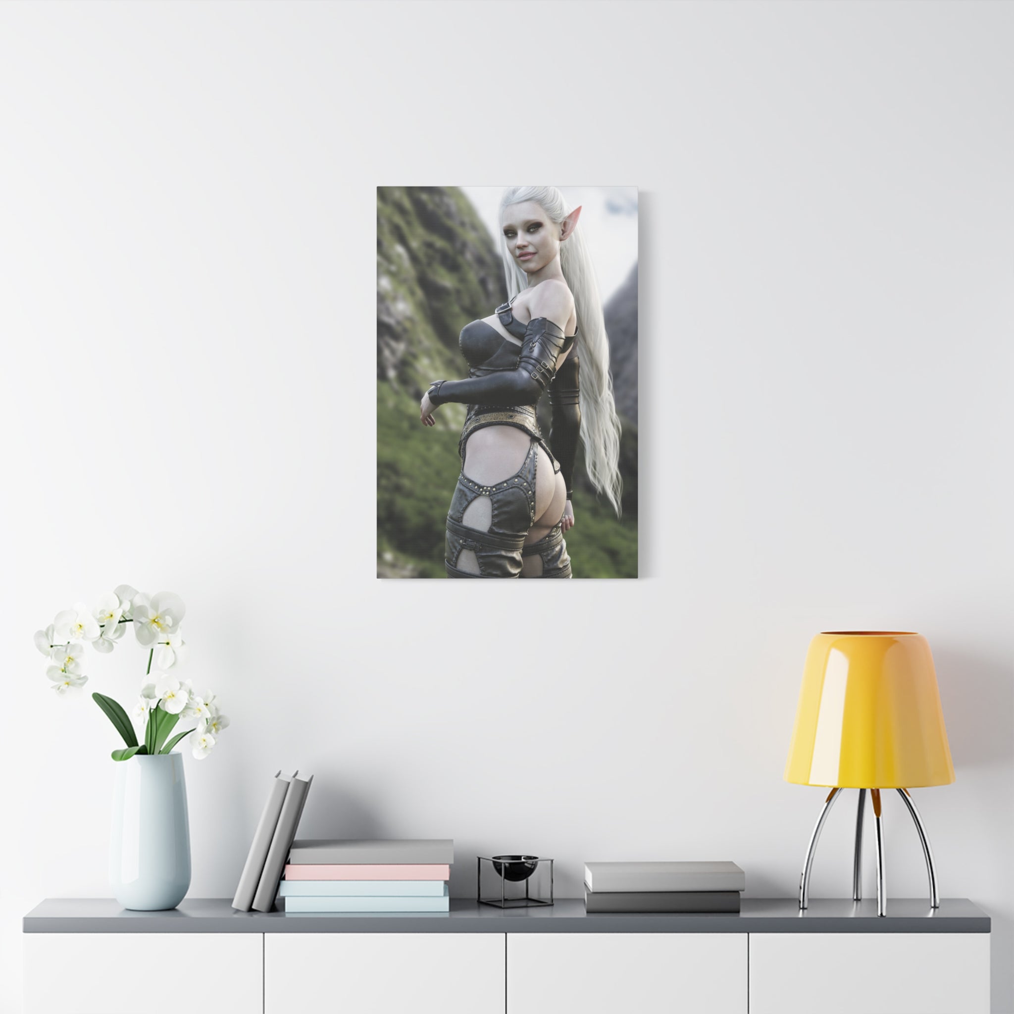 Fantasy Elf Warrior Canvas Print — Matte Stretched Wall Art- No AI - Human created illustration art