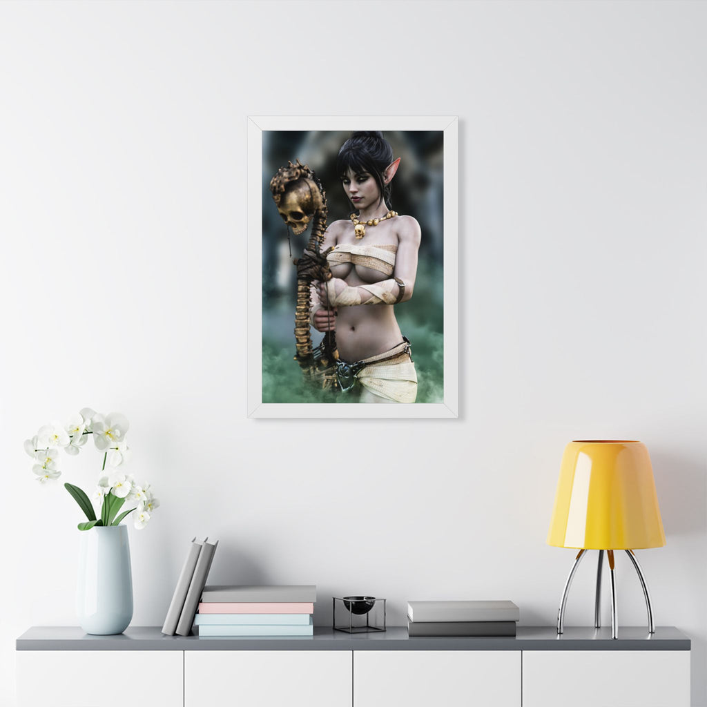 Dark Elf Necromancer Wall Art – Hand-Crafted Fantasy Illustration