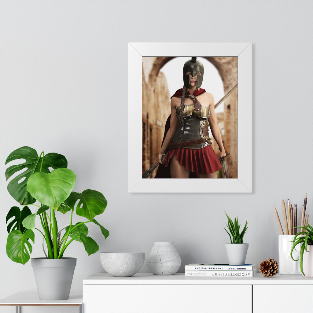 Spartan Female Warrior Framed Wall Art | Ancient Greek Fantasy Artwork