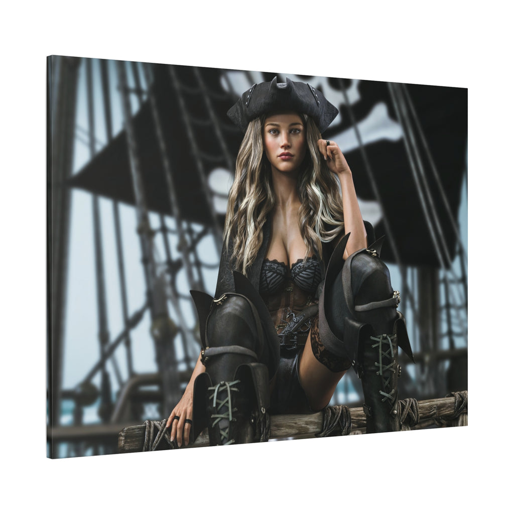 Pirate Queen Canva Wall Art – Hand-Crafted Fantasy Pirate Illustration