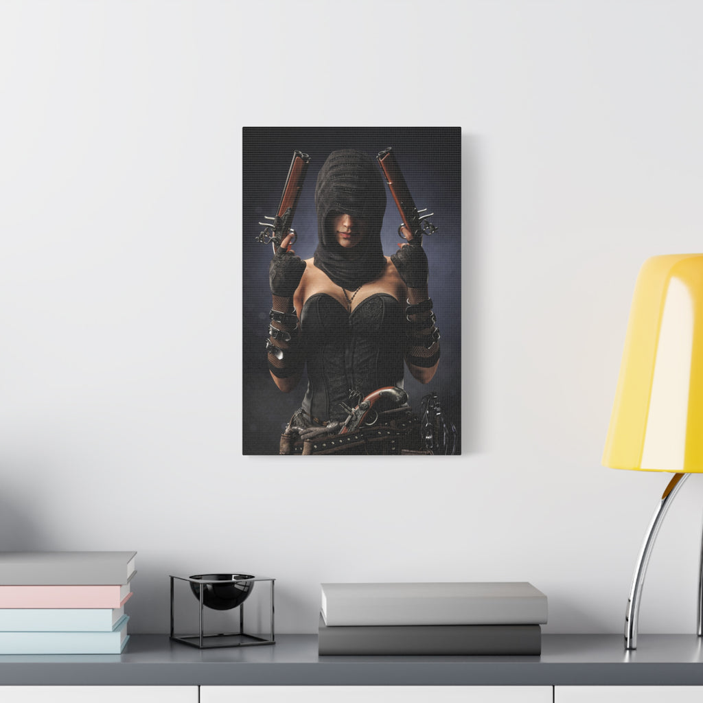 Pirate Assassin Matte Canvas Print — Hooded Female  Wall Art- No Ai- Human created illustration art