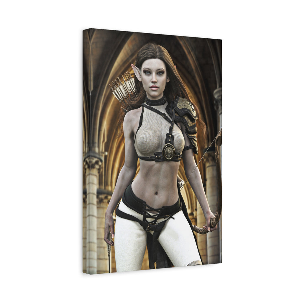 Fantasy Elven Archer Canvas Print – Warrior Elf Wall Art- No AI- Human created illustraion art