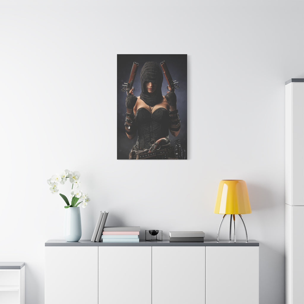 Pirate Assassin Matte Canvas Print — Hooded Female  Wall Art- No Ai- Human created illustration art