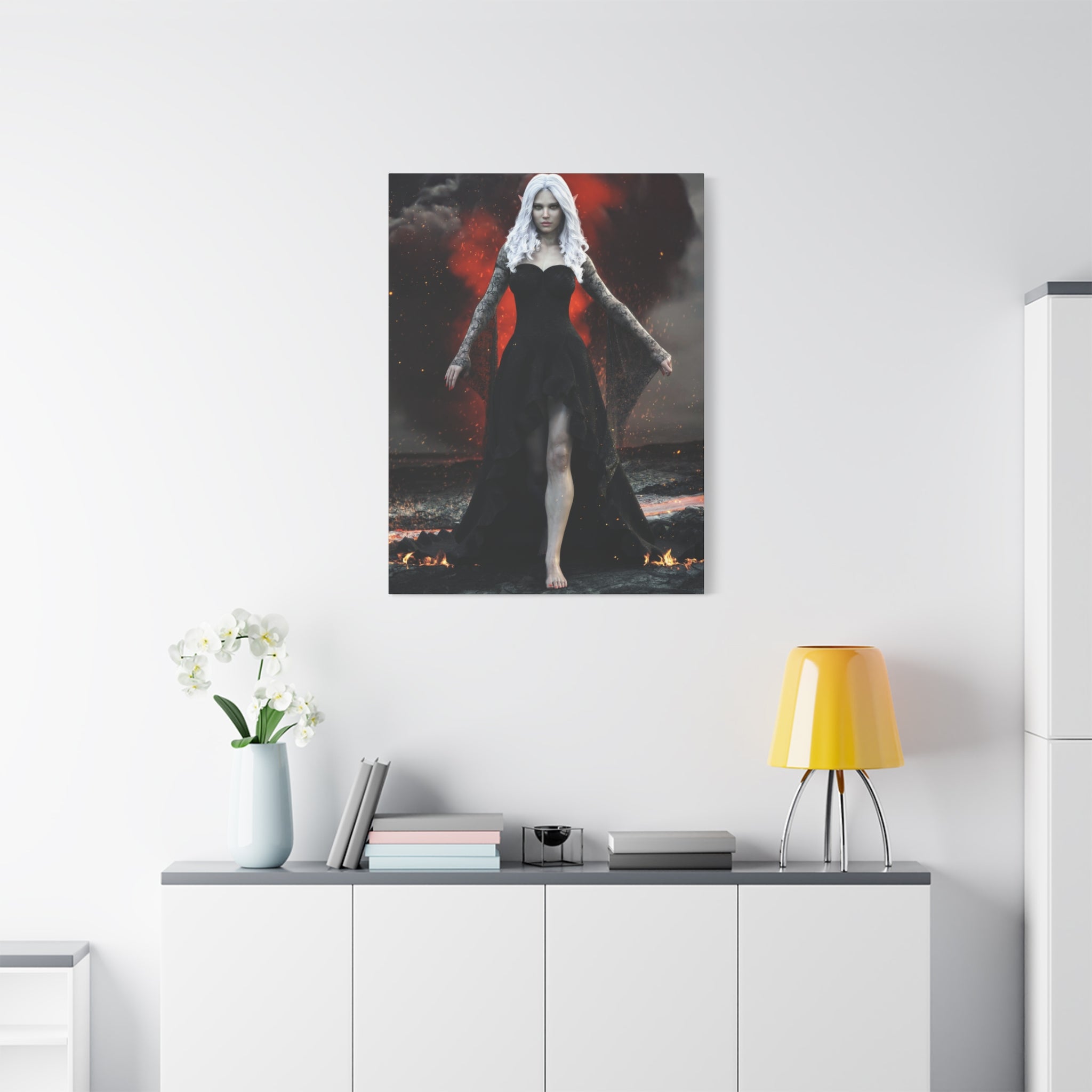 Dark Sorceress Canvas Print – Gothic Fantasy Wall Art- No AI- Human created illustration art