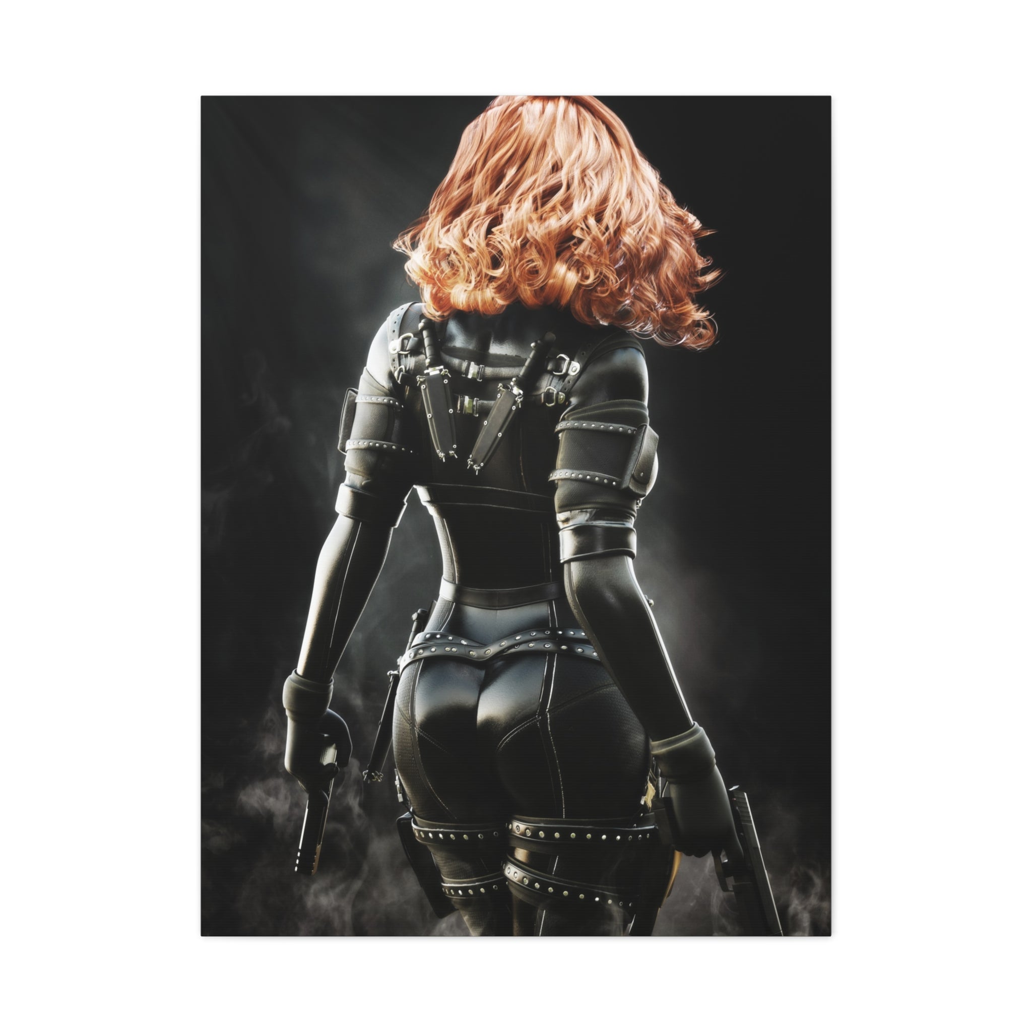 Black Widow Inspired Matte Canvas Art — Female Assassin Poster, Stretched 1.25" - No AI - human created illustration art