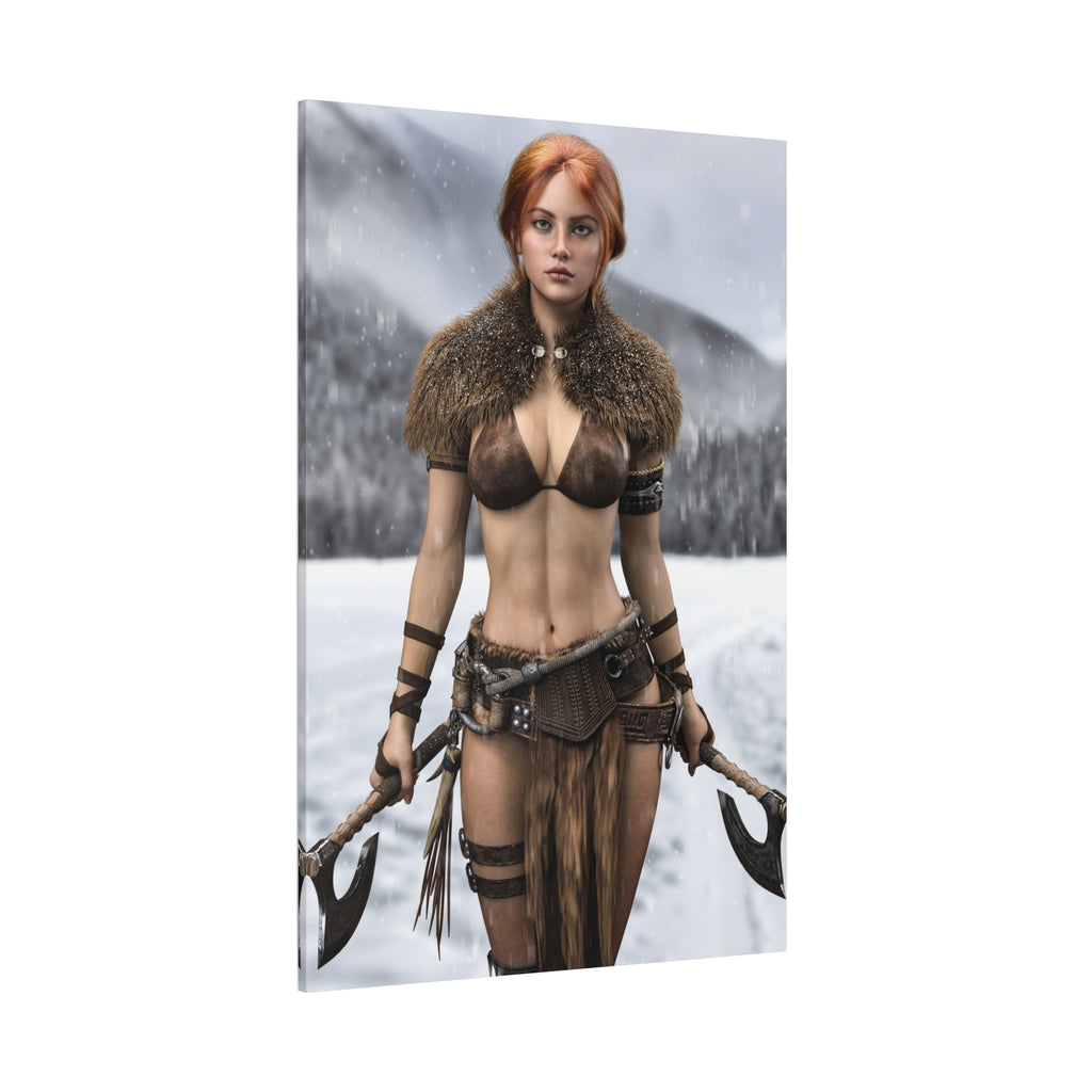 Viking Shieldmaiden Canvas Print — Matte Stretched Wall Art- No AI - Human created illustration art