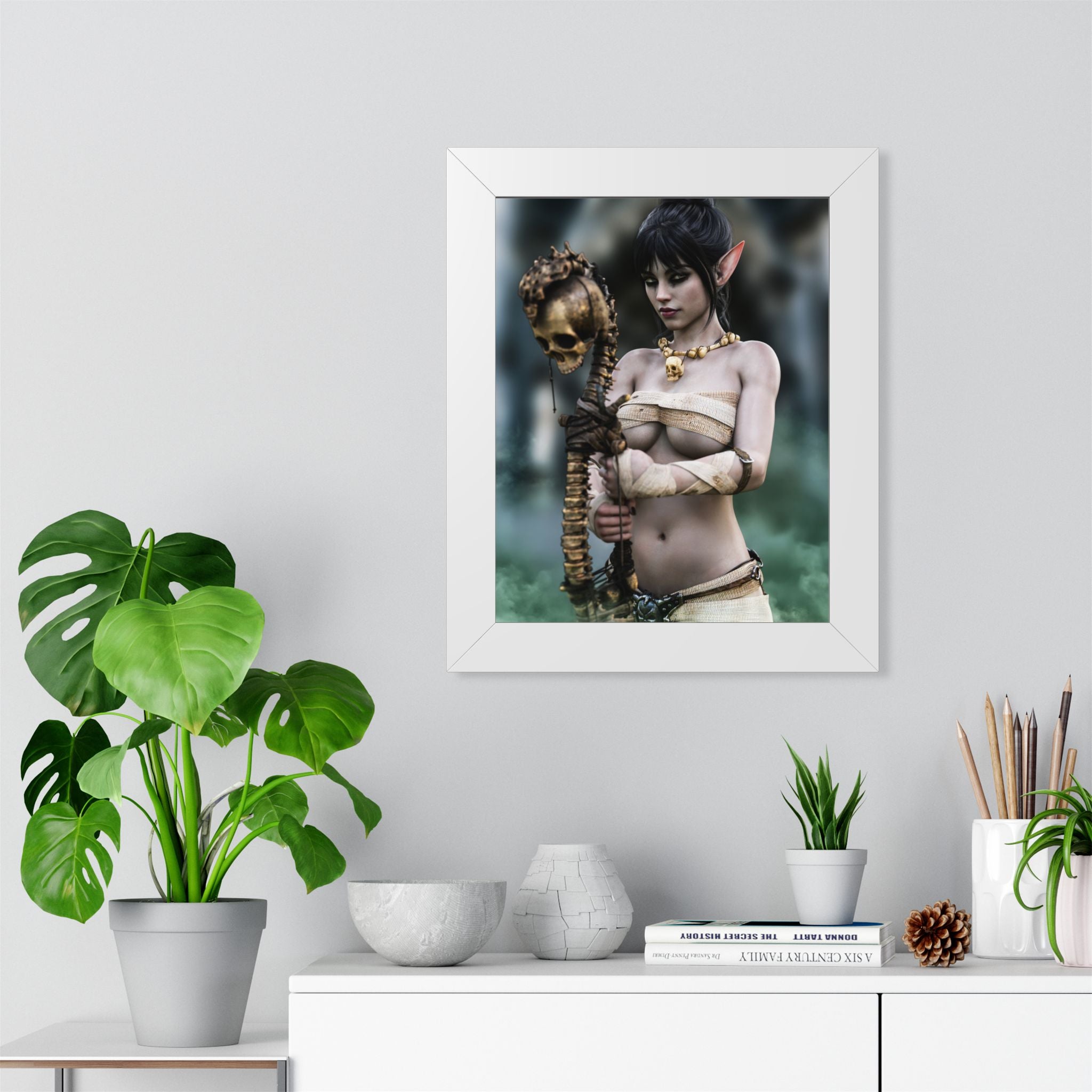 Dark Elf Necromancer Wall Art – Hand-Crafted Fantasy Illustration