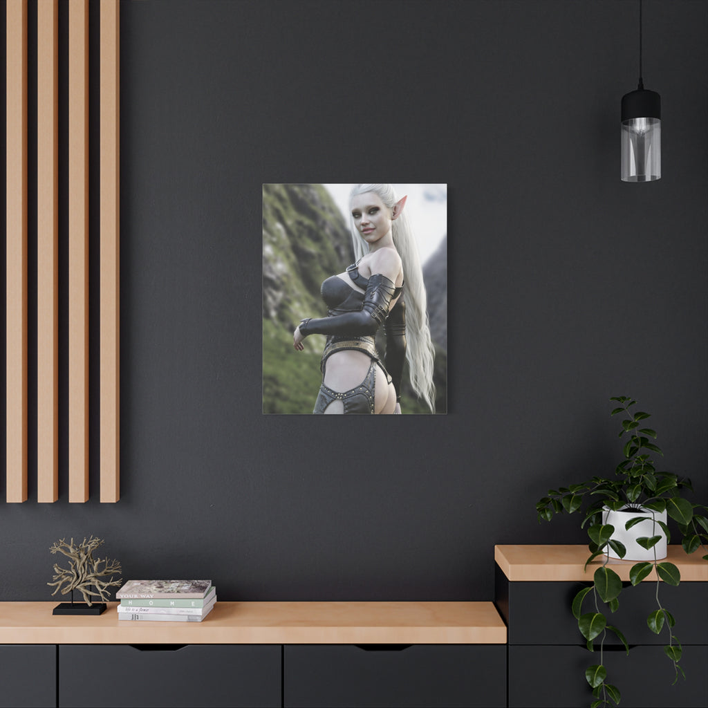 Fantasy Elf Warrior Canvas Print — Matte Stretched Wall Art- No AI - Human created illustration art