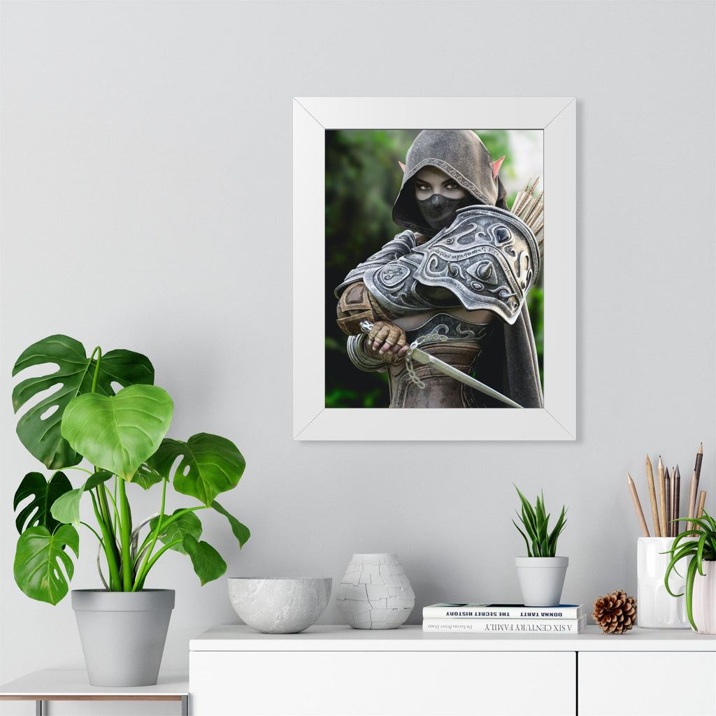 Framed Poster — Fantasy Dark Elf Archer Drow Wall Art