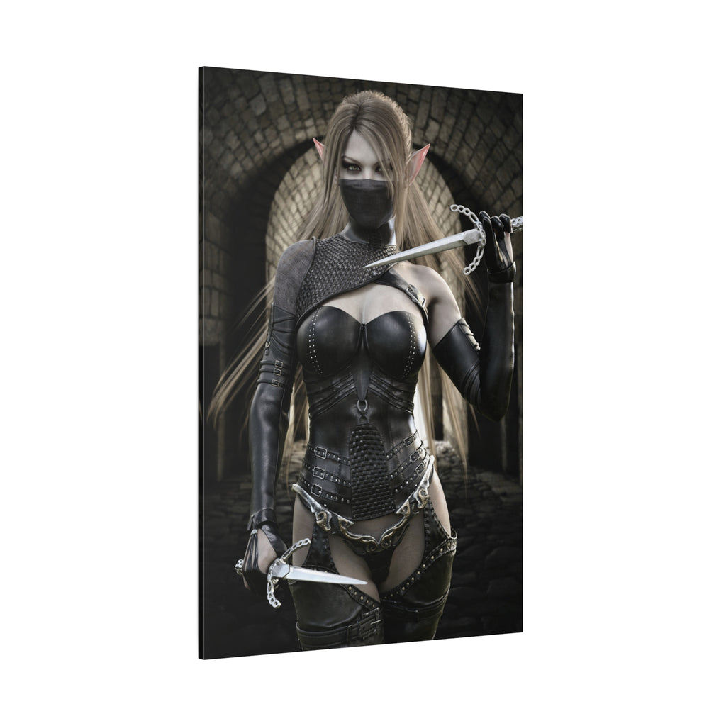 Dark Elf Assassin Canvas Wall Art | Fantasy Rogue Elf Artwork