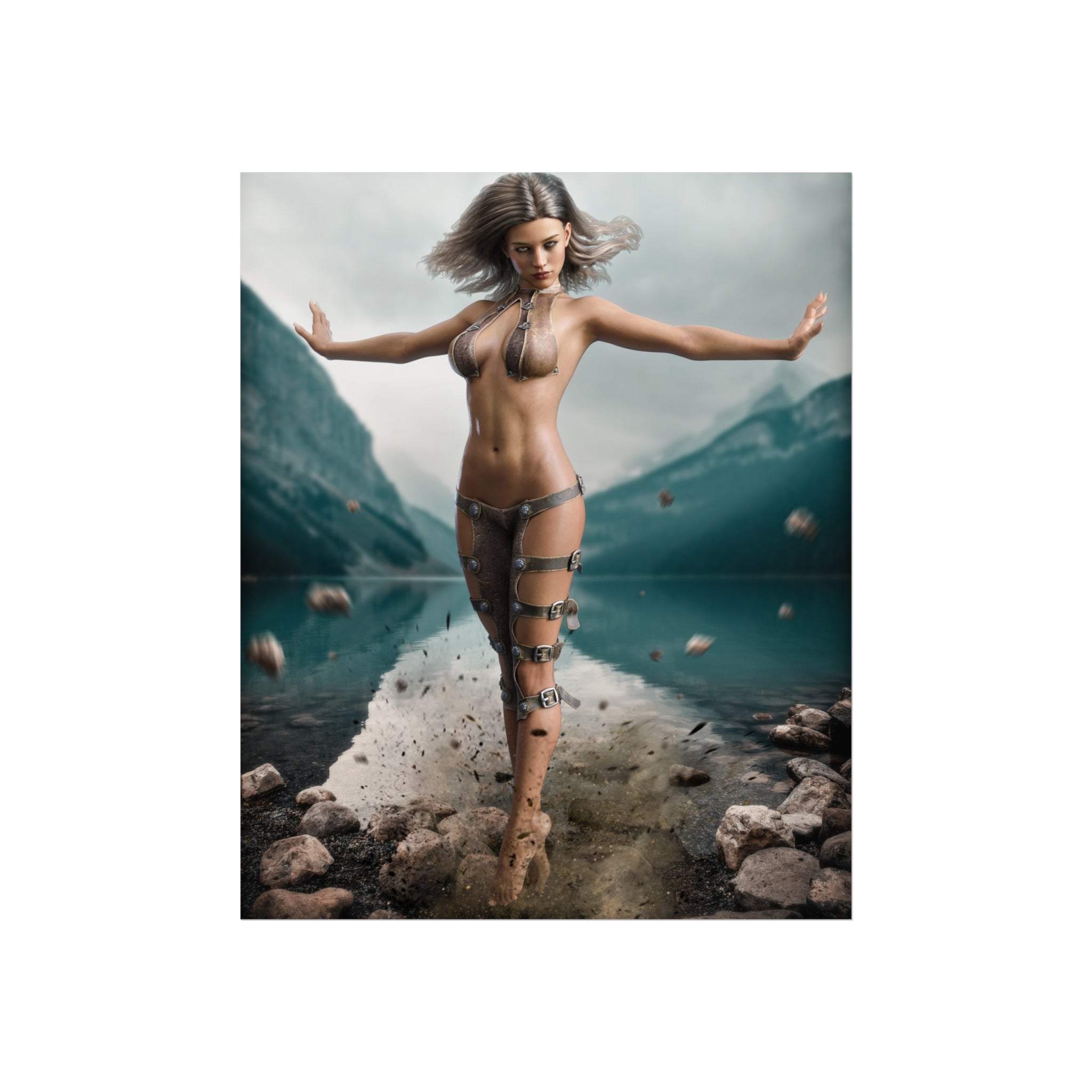 Fantasy Fine Art Poster — Magic using sorceress - No AI - Human created illustration art