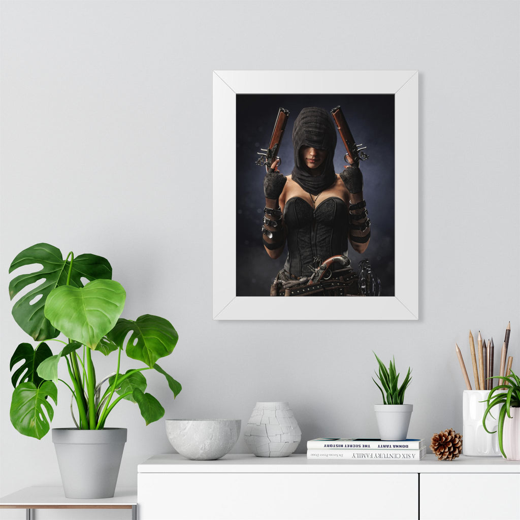 Framed Poster — Dark Rogue Pirate Assassin Art Print (Vertical) - No AI -Human created illustration art