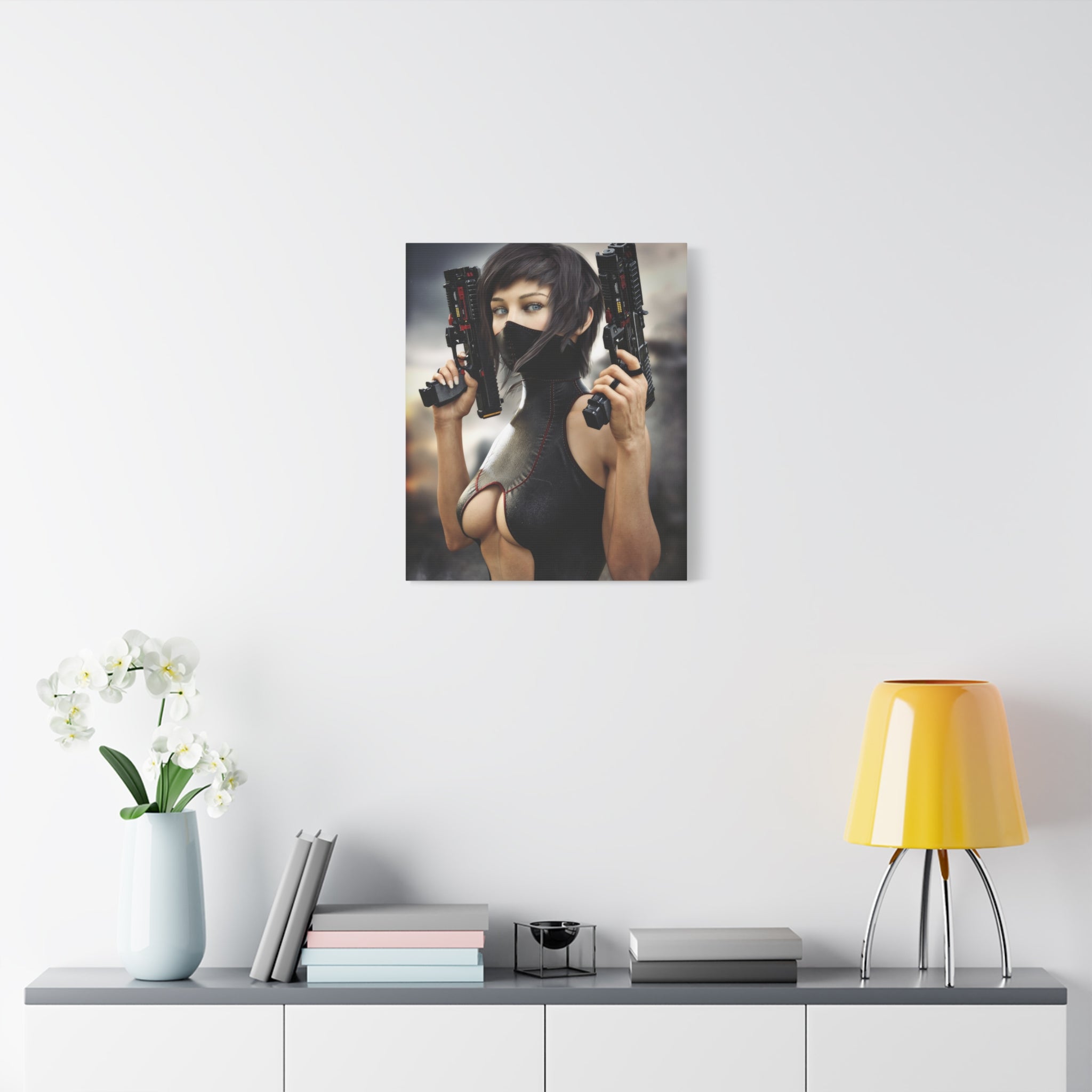 Futuristic Assassin Matte Canvas Wall Art - No Ai- Human created illustration art