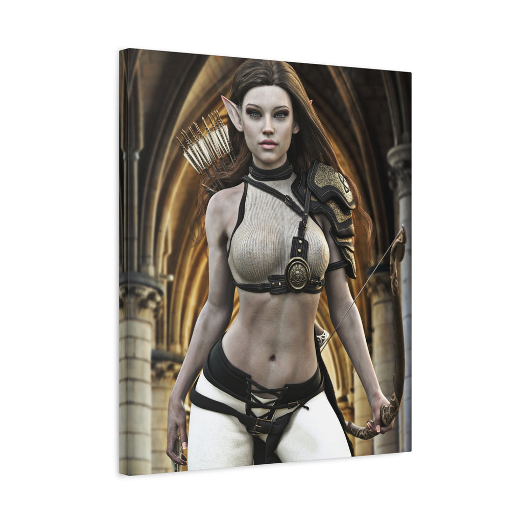 Fantasy Elven Archer Canvas Print – Warrior Elf Wall Art- No AI- Human created illustraion art