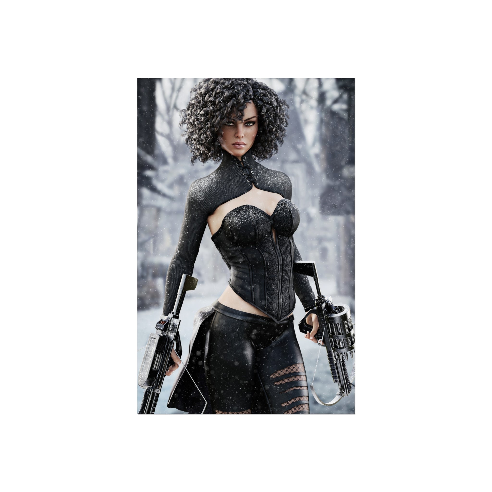 Fine Art Poster — Female huntress  (Digital Art Print) - No AI- Human created illustraion art