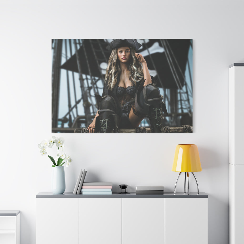 Pirate Queen Canva Wall Art – Hand-Crafted Fantasy Pirate Illustration