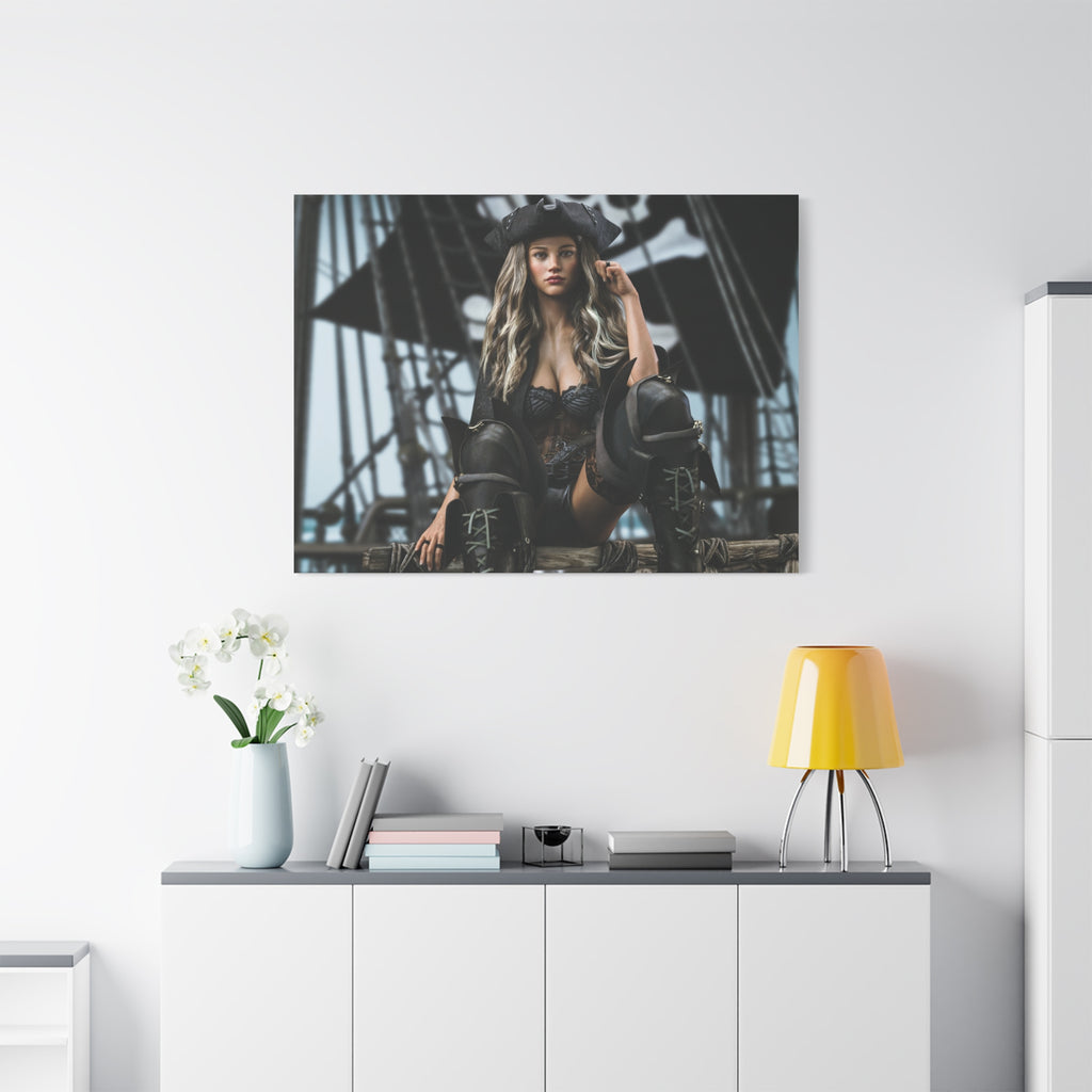 Pirate Queen Canva Wall Art – Hand-Crafted Fantasy Pirate Illustration