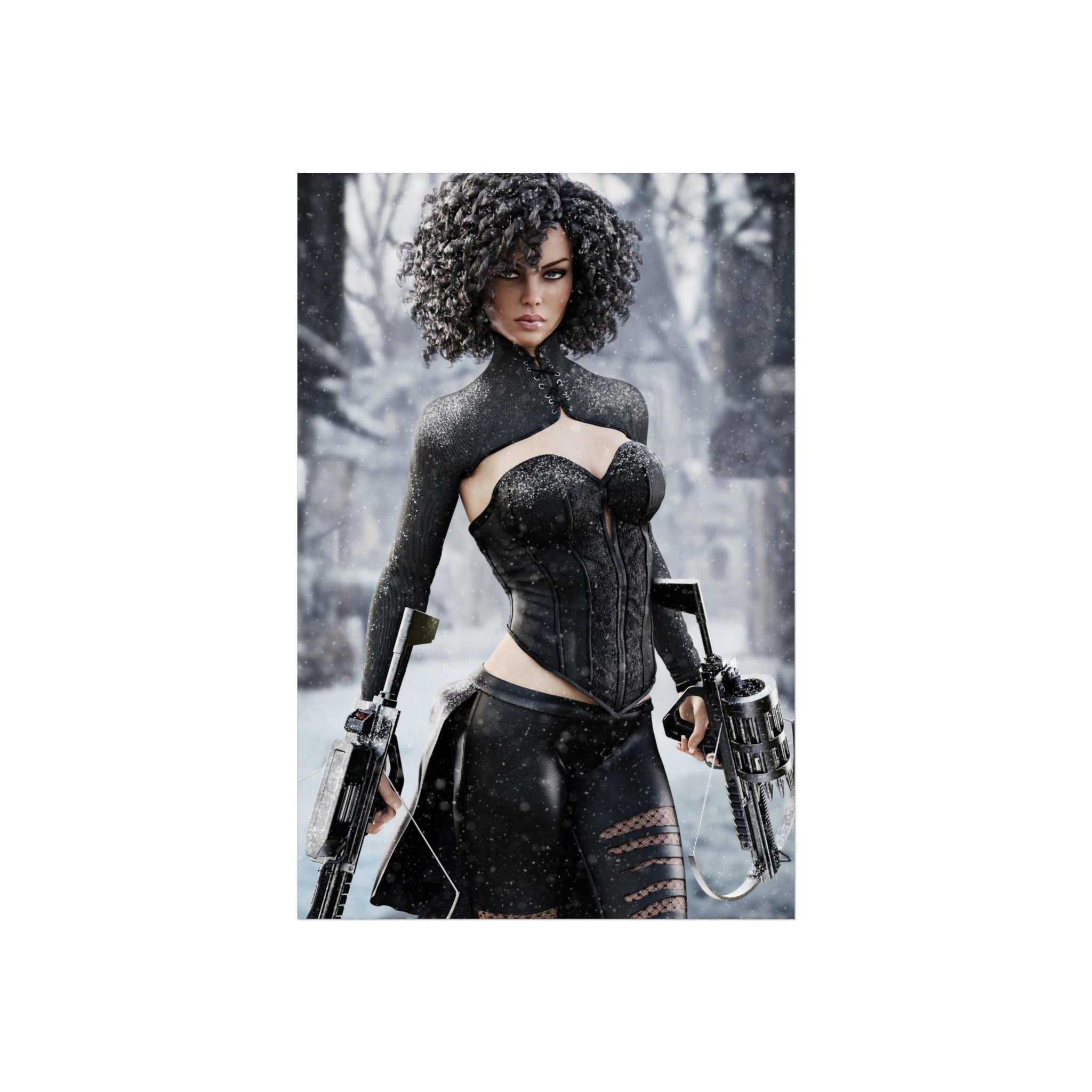 Fine Art Poster — Female huntress  (Digital Art Print) - No AI- Human created illustraion art
