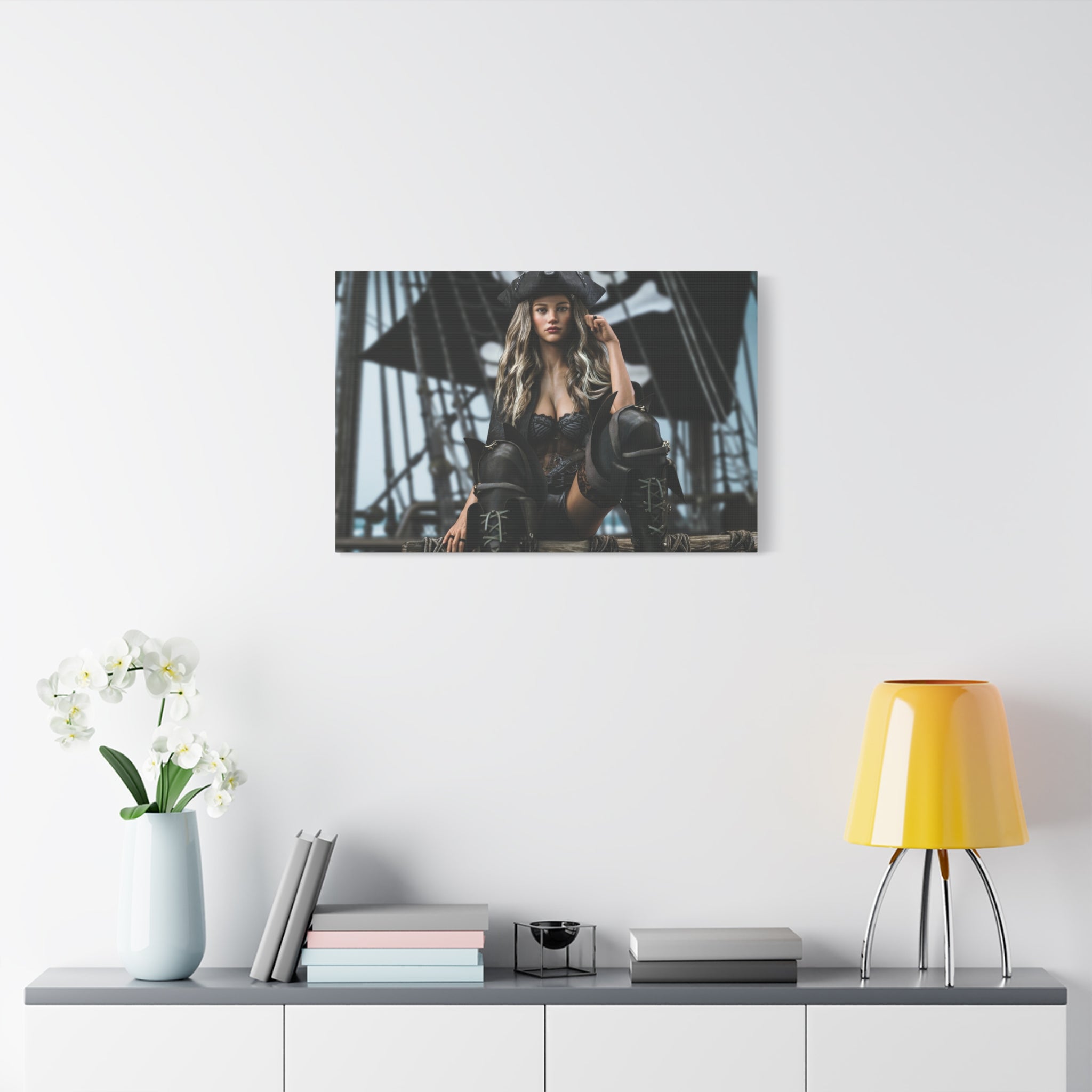 Pirate Queen Canva Wall Art – Hand-Crafted Fantasy Pirate Illustration