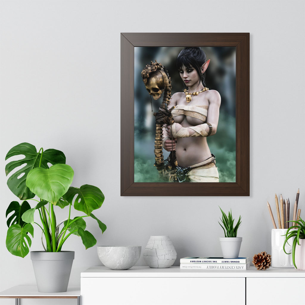 Dark Elf Necromancer Wall Art – Hand-Crafted Fantasy Illustration