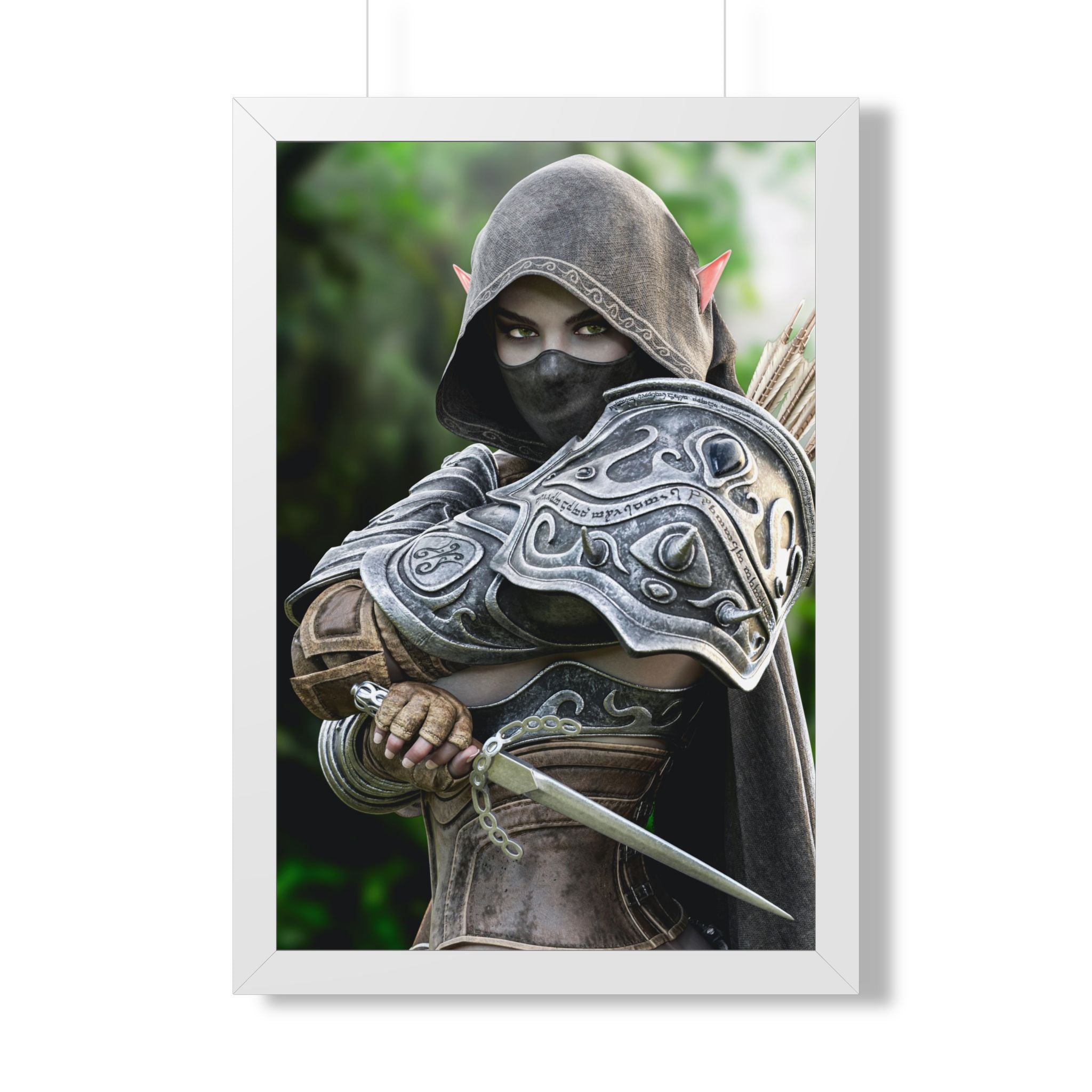 Framed Poster — Fantasy Dark Elf Archer Drow Wall Art