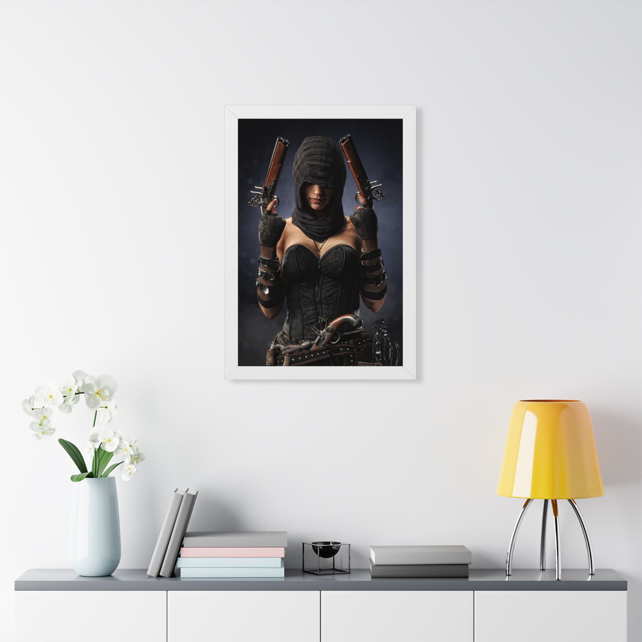 Framed Poster — Dark Rogue Pirate Assassin Art Print (Vertical) - No AI -Human created illustration art