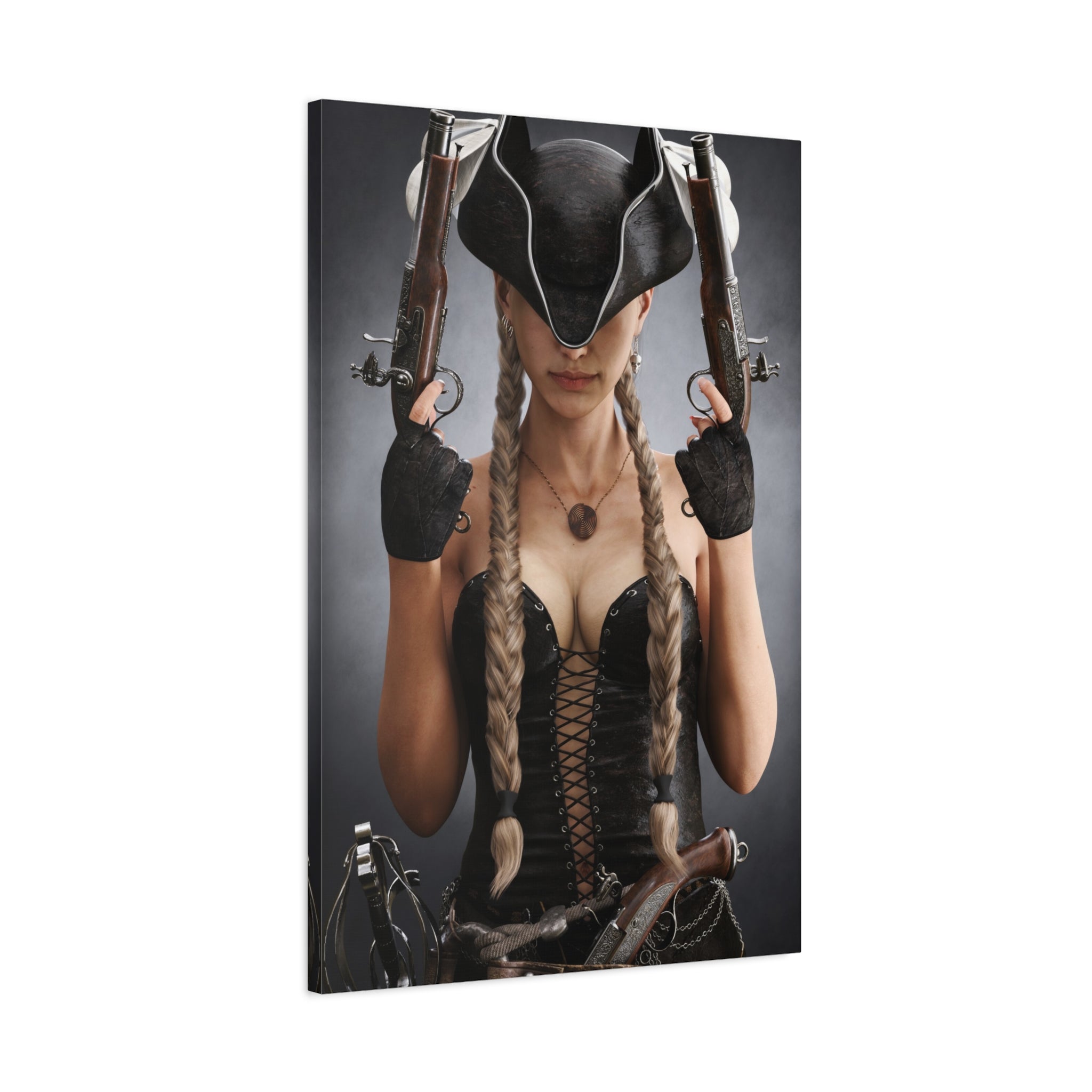 Female Pirate Portrait Canvas Wall Art | Original Pirate Fantasy Artwork