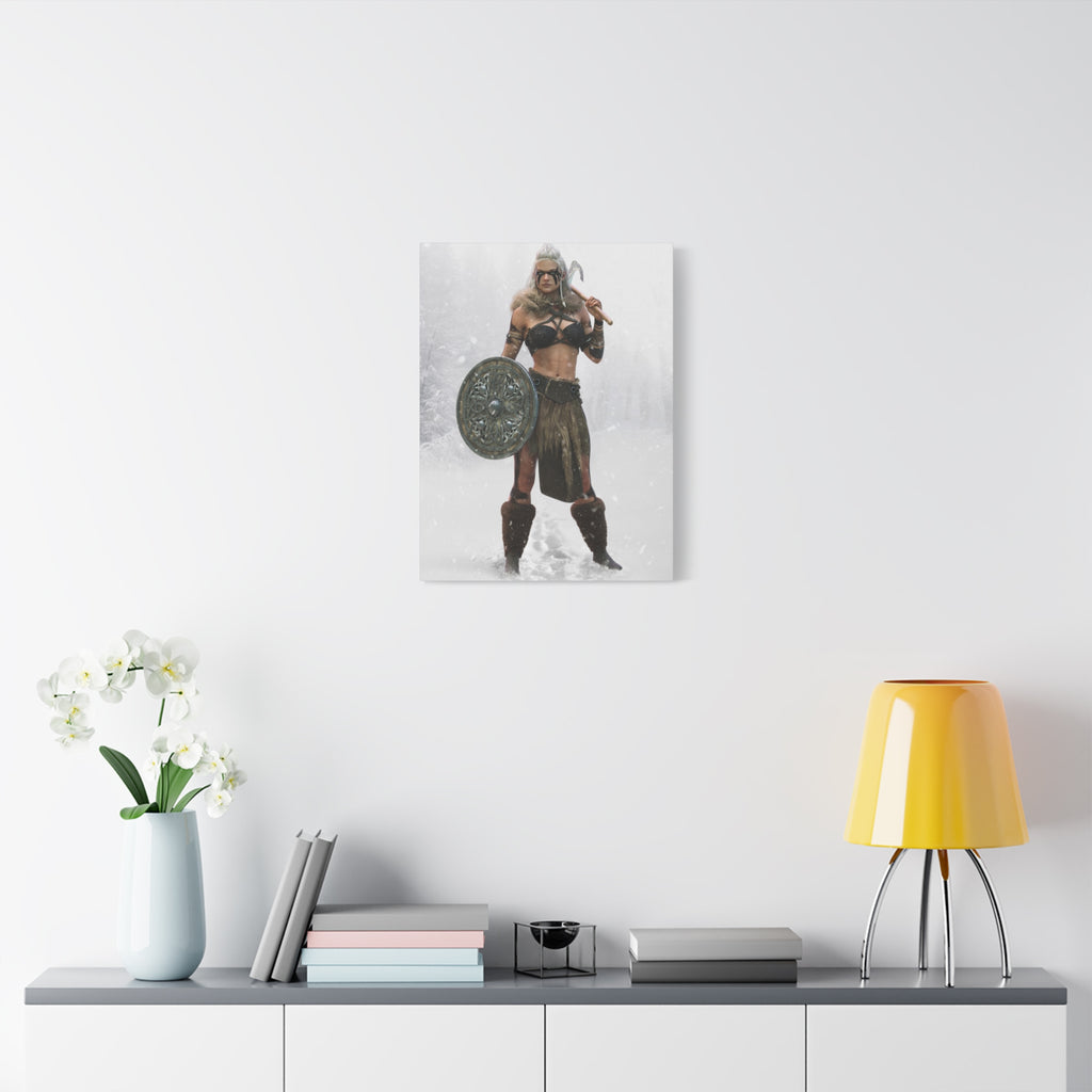 Viking Shieldmaiden Canvas Art – Warrior Woman Matte Stretched Print- No AI - Human created illustration art