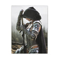 Fantasy Warrior Canvas Print — Hooded Female Knight Matte Stretched Wall Art- No AI- Human created fantasy art