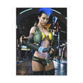Cyberpunk Femme Fatale Canvas Print — Matte Stretched Wall Art -No AI- Human created illustration art