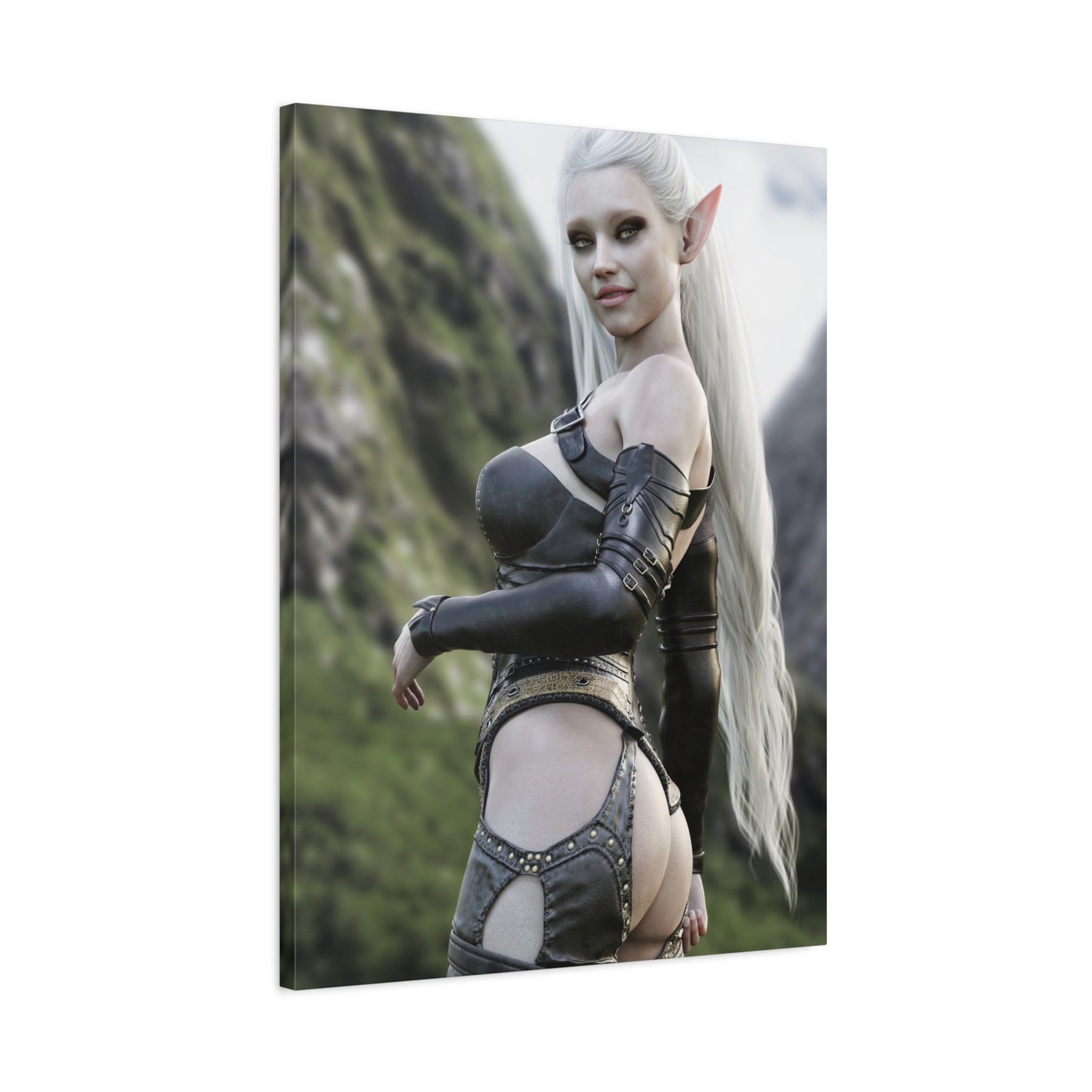 Fantasy Elf Warrior Canvas Print — Matte Stretched Wall Art- No AI - Human created illustration art