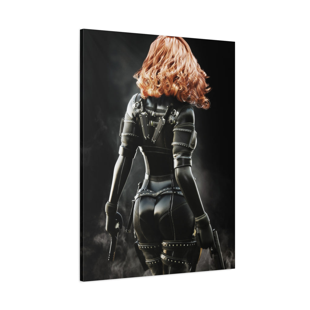 Black Widow Inspired Matte Canvas Art — Female Assassin Poster, Stretched 1.25" - No AI - human created illustration art