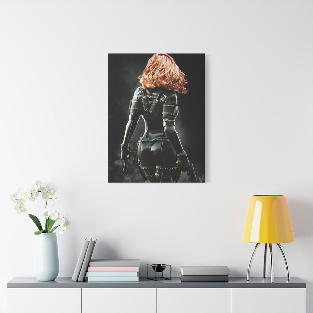 Black Widow Inspired Matte Canvas Art — Female Assassin Poster, Stretched 1.25" - No AI - human created illustration art