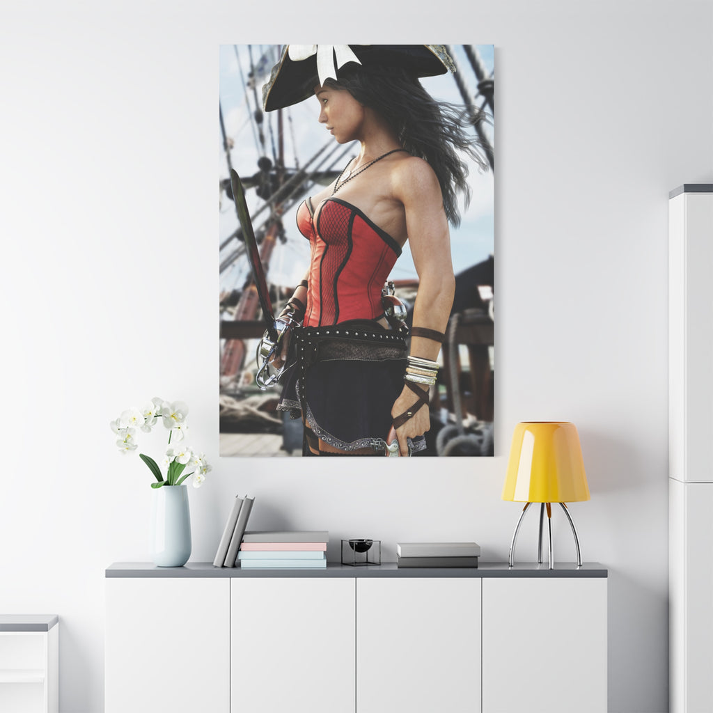 Female Pirate Canvas Wall Art | Handcrafted Fantasy Pirate Print