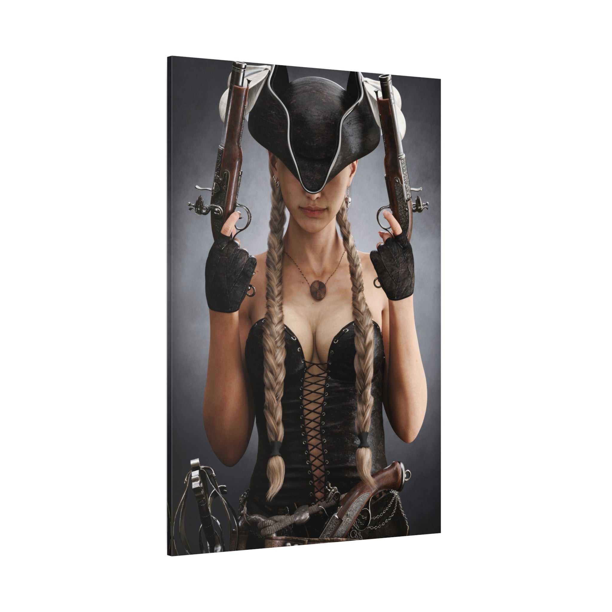 Female Pirate Portrait Canvas Wall Art | Original Pirate Fantasy Artwork