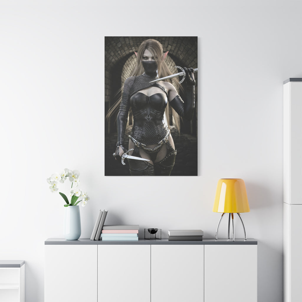 Dark Elf Assassin Canvas Wall Art | Fantasy Rogue Elf Artwork