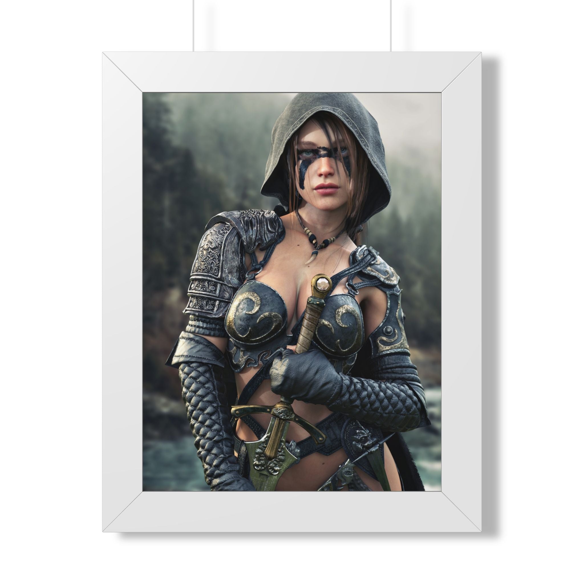 Fantasy Ranger Warrior Framed Poster — Female Armored Rogue Wall Art
