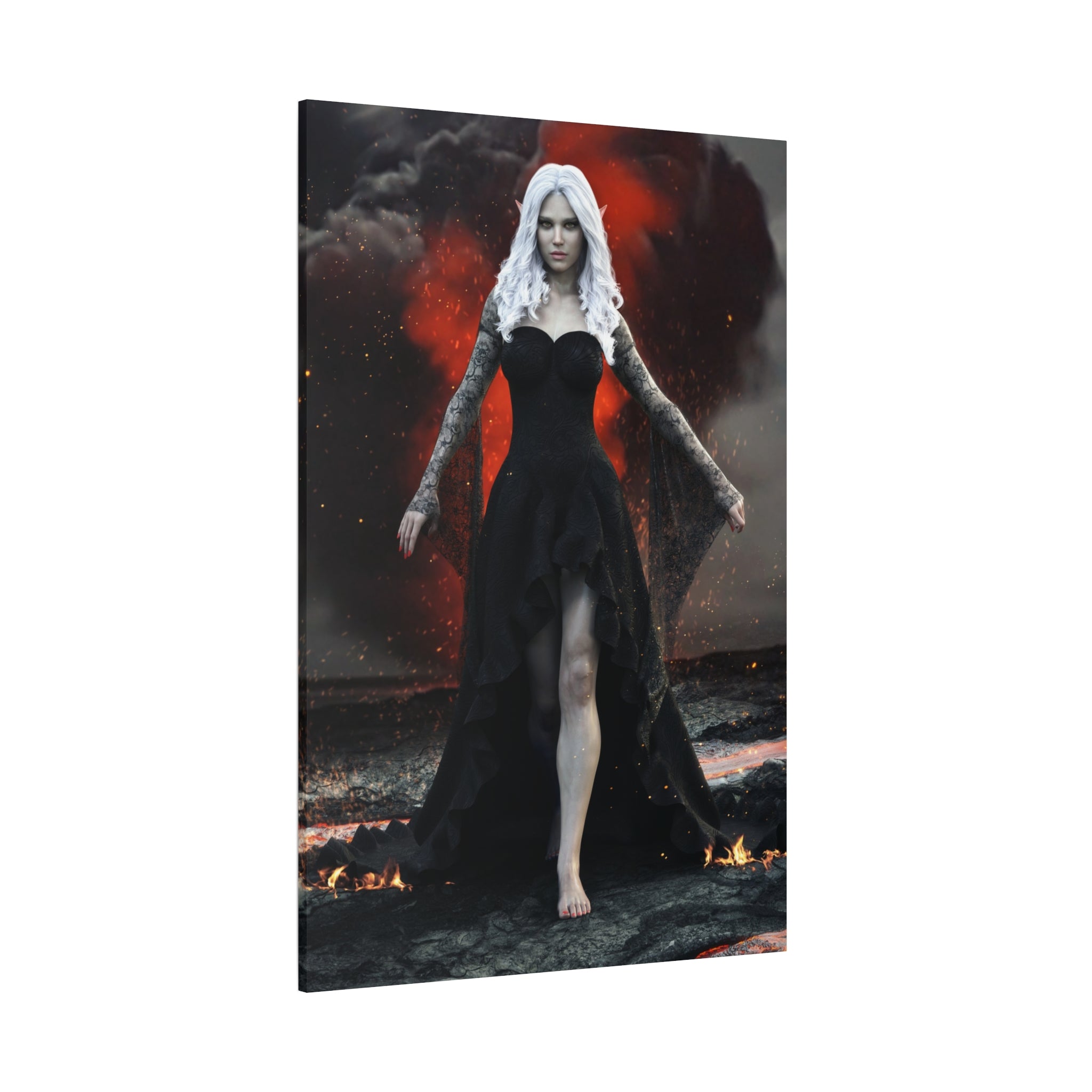Dark Sorceress Canvas Print – Gothic Fantasy Wall Art- No AI- Human created illustration art