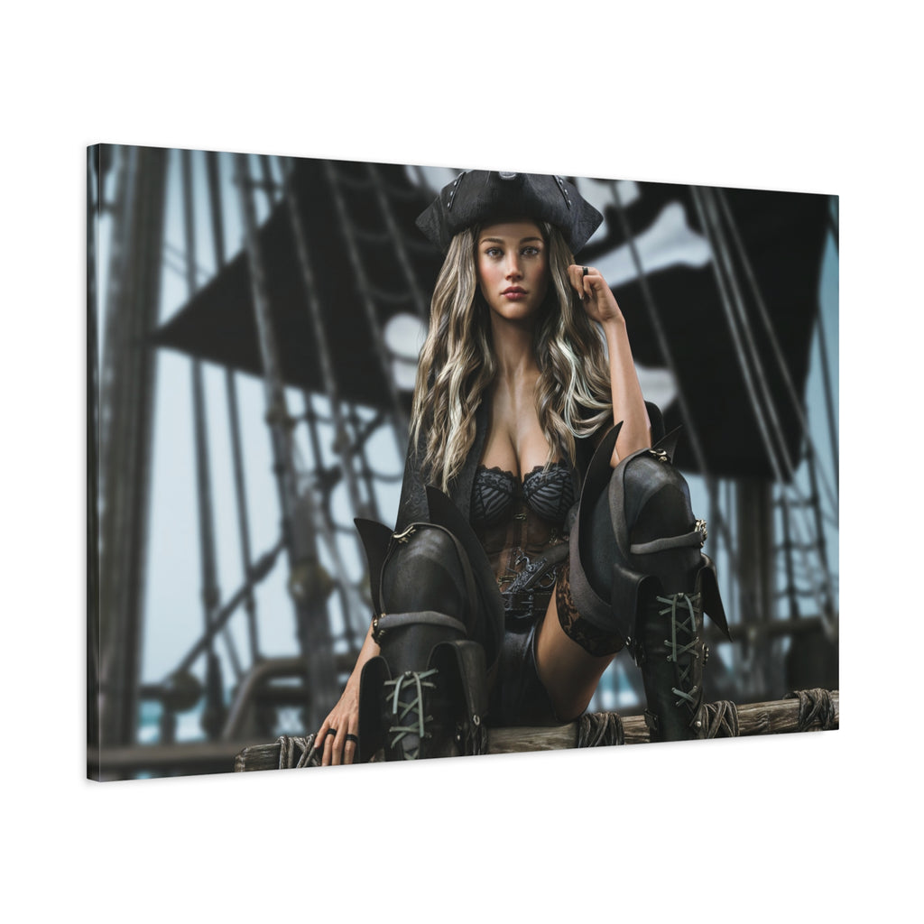 Pirate Queen Canva Wall Art – Hand-Crafted Fantasy Pirate Illustration