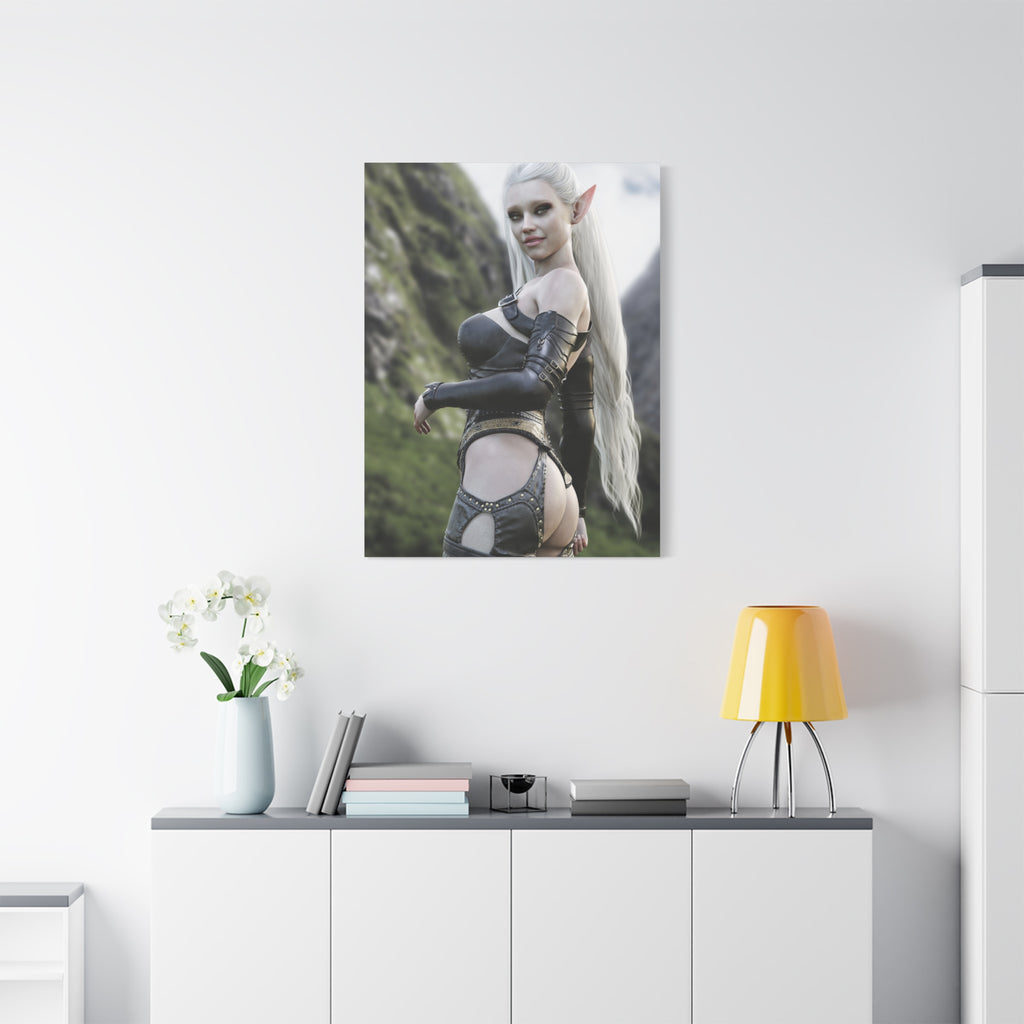Fantasy Elf Warrior Canvas Print — Matte Stretched Wall Art- No AI - Human created illustration art