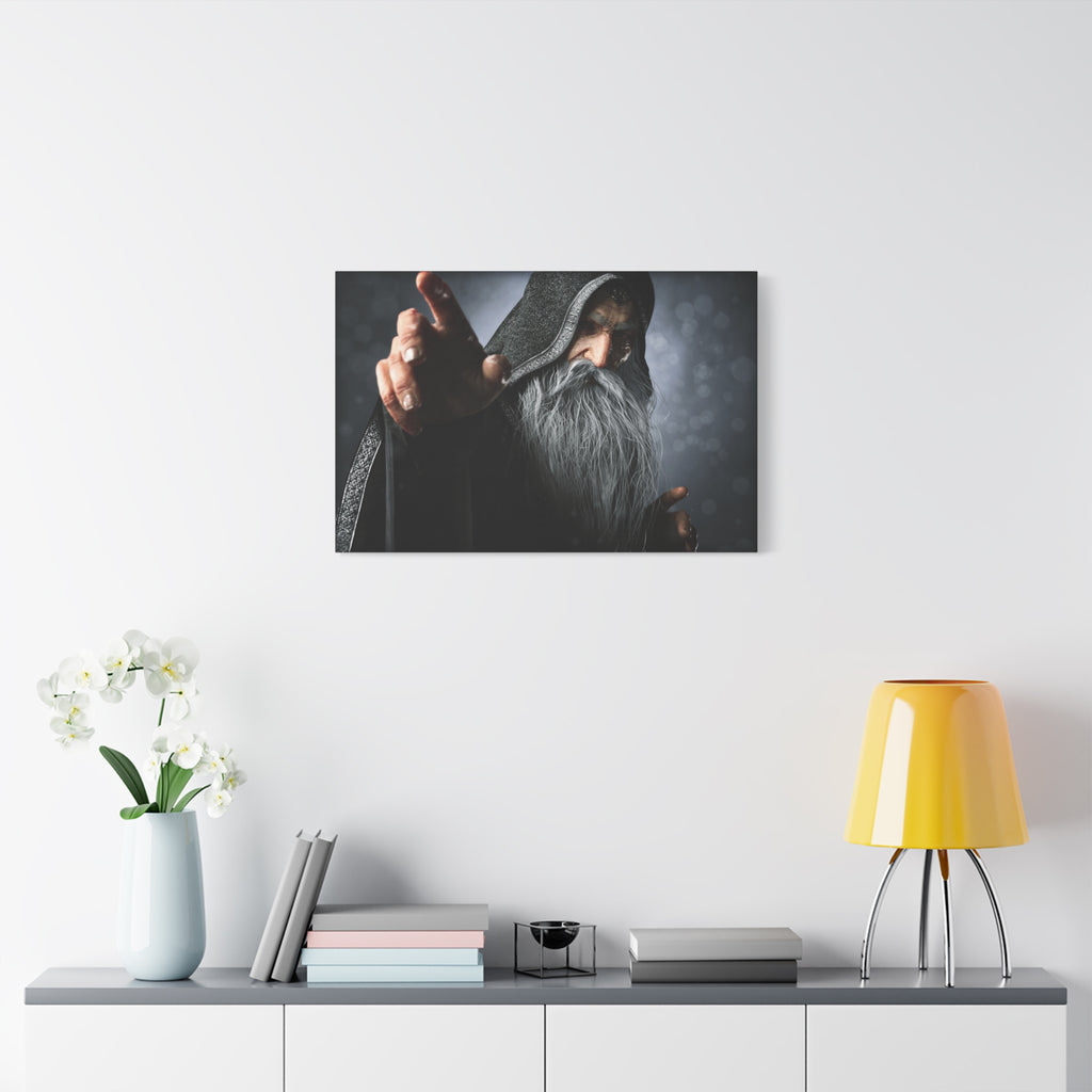 Mystic Wizard Portrait Canvas — Stretched Matte Wall Art - No AI - Human created illustration art
